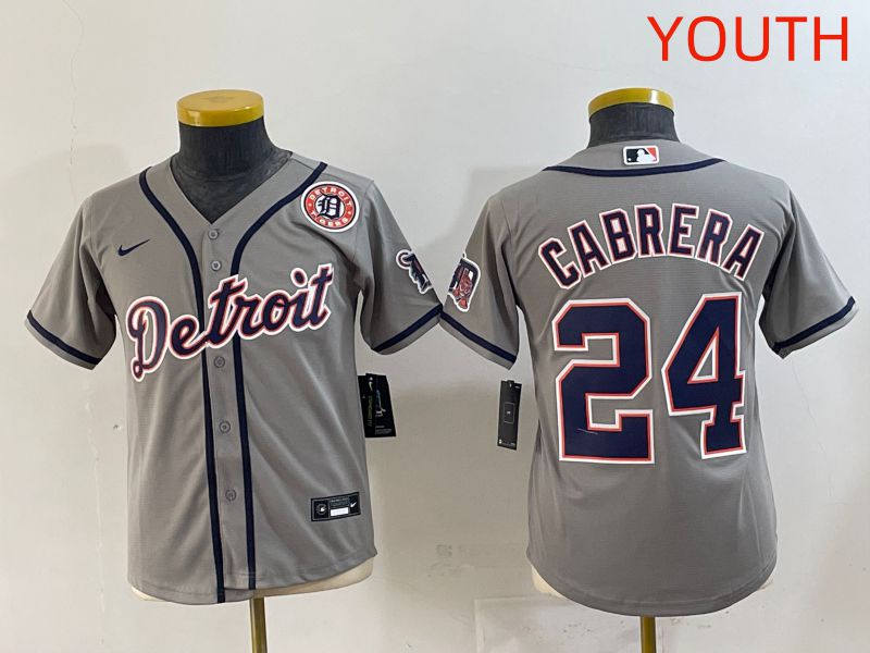 Youth 2025 Detroit Tigers #24 Cabrera Grey Game Nike MLB Jersey style 7->youth mlb jersey->Youth Jersey